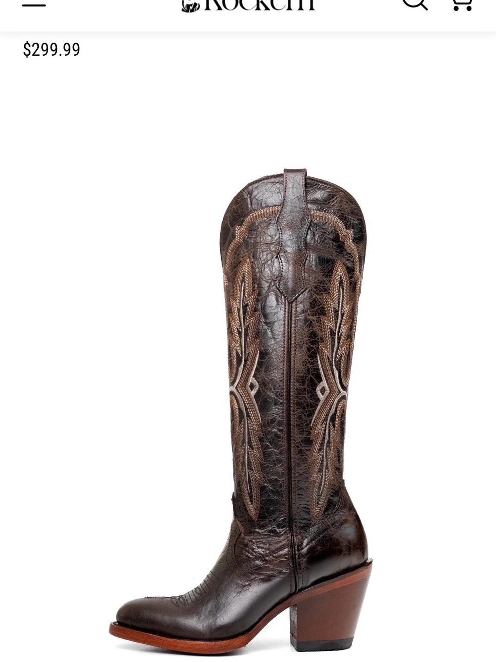 Rock’Em Women's Dark Brown Leather Western Heel Boots